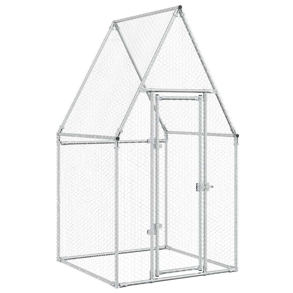 Vidaxl Chicken coop 100x100x190 cm galvanized steel silver colored