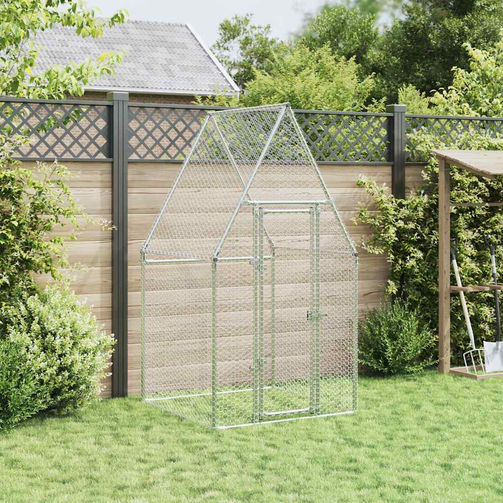 Vidaxl Chicken coop 100x100x190 cm galvanized steel silver colored