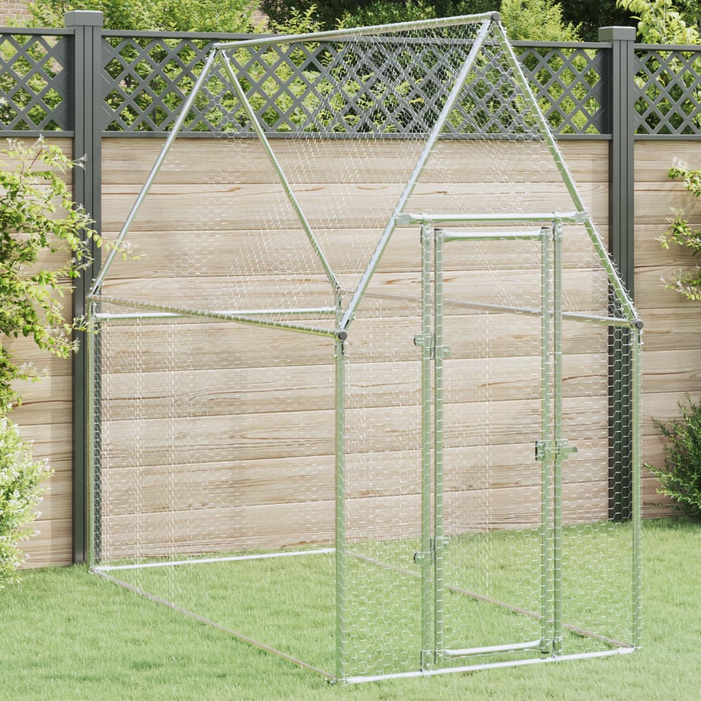 Vidaxl Chicken coop 200X100X190 CM Galvanized steel silver colored