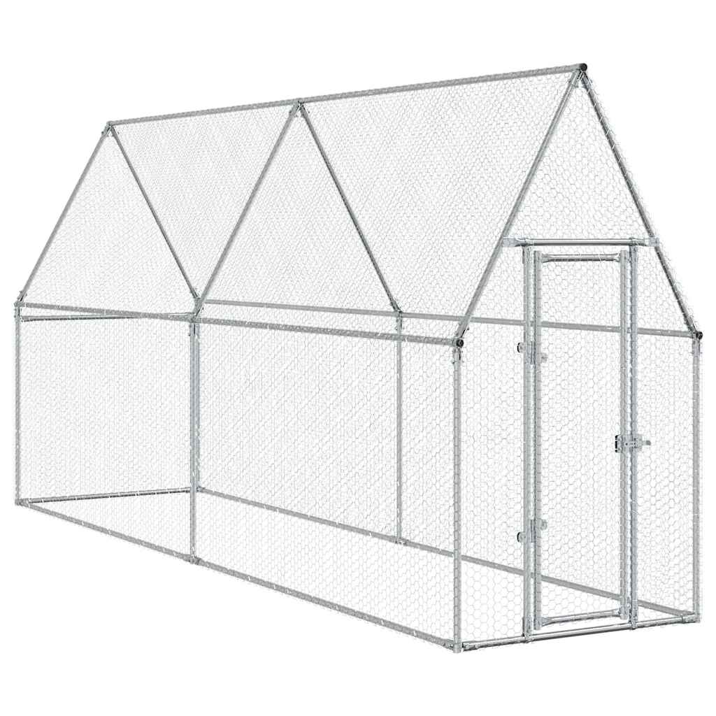 Poulailler Vidaxx 400x100x190 cm acier galvanisé couleur argent