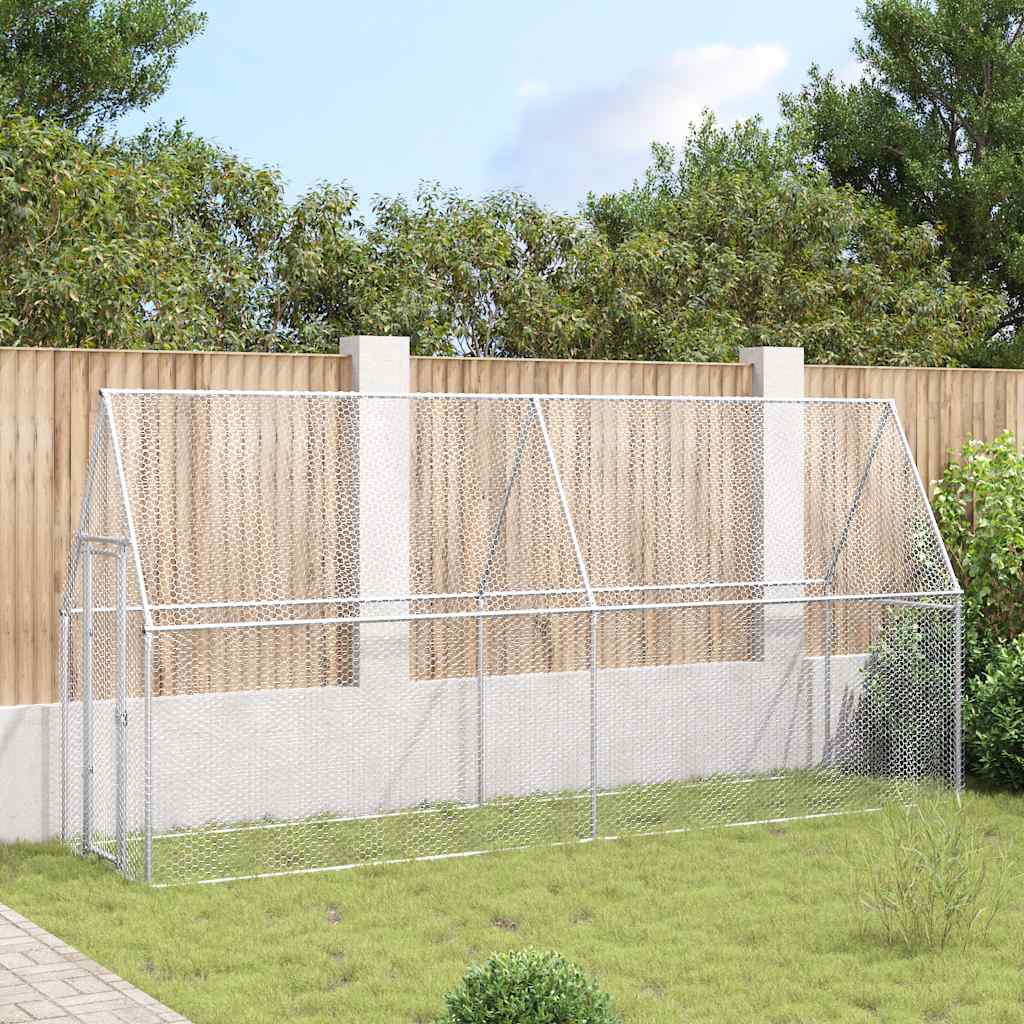 Poulailler Vidaxx 400x100x190 cm acier galvanisé couleur argent