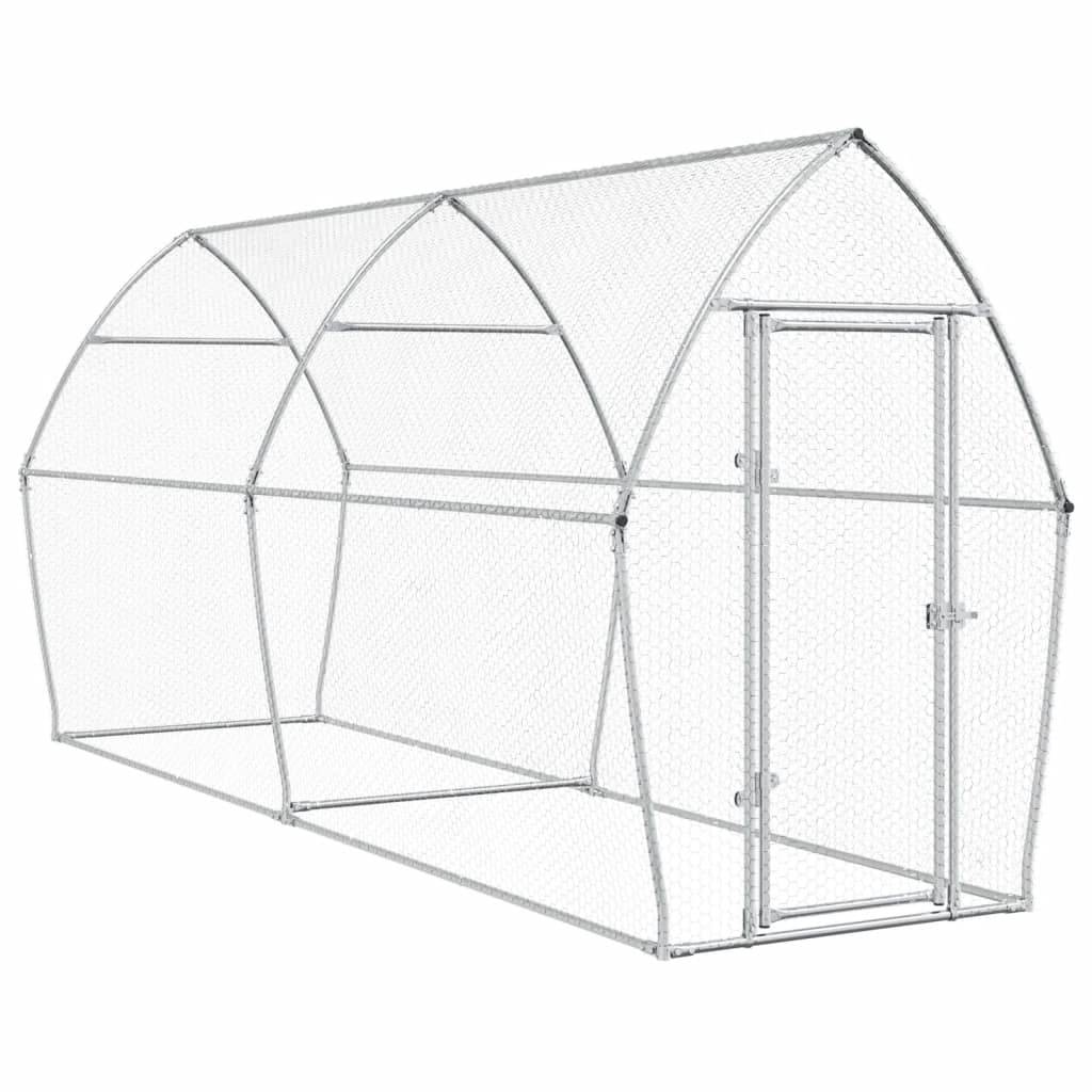 Vidaxl Chicken Coop 400x105x182 cm verzinkter Stahl silberfarben