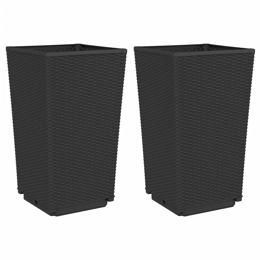Vidaxx jardinières 2 pcs 32,5x32,5x57 cm polypropylène noir