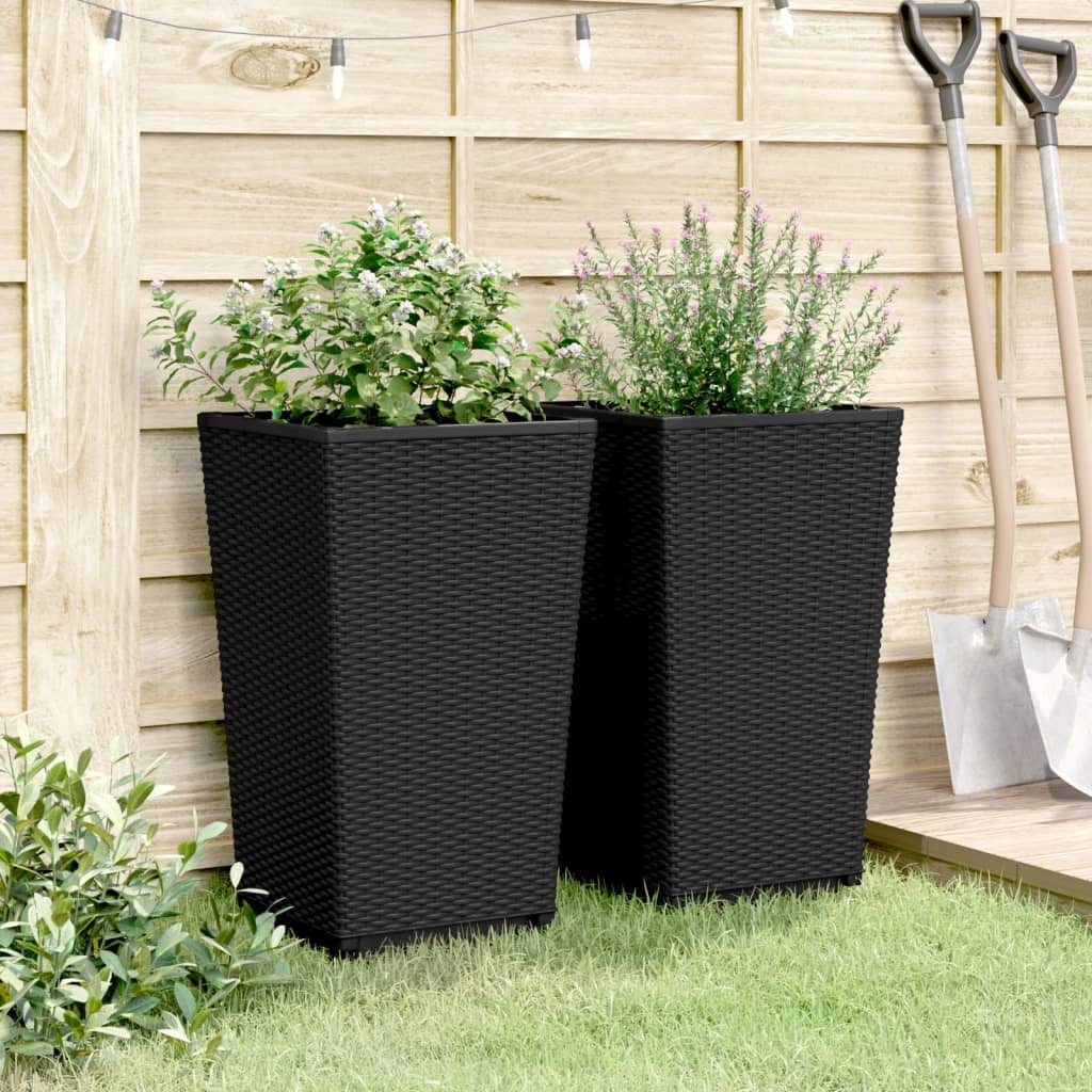 Vidaxx jardinières 2 pcs 32,5x32,5x57 cm polypropylène noir