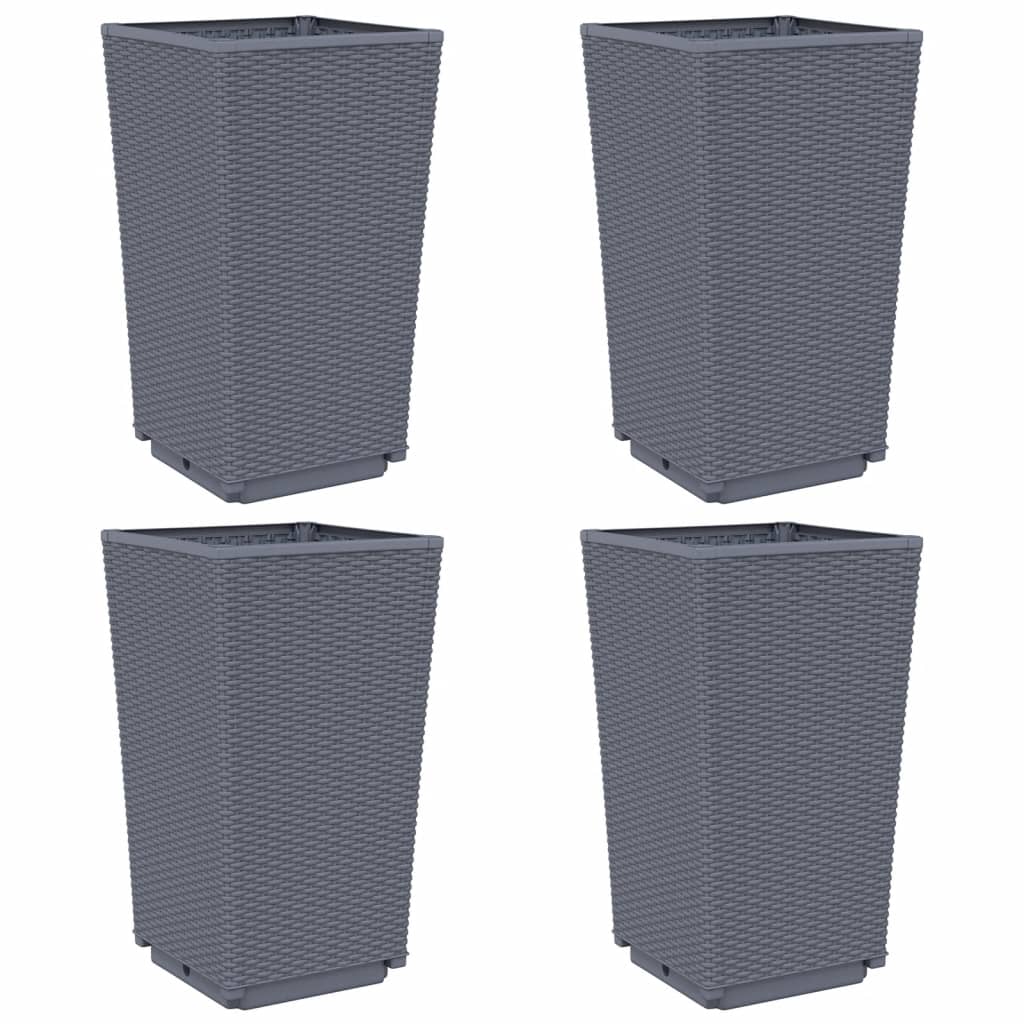 Vidaxl Planters 4 st 32.5x32.5x57 cm Polypropene gray