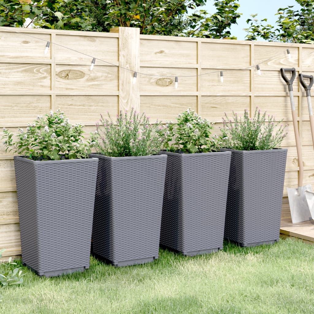 Vidaxl Planters 4 ST 32,5x32,5x57 cm Polipropen Grey