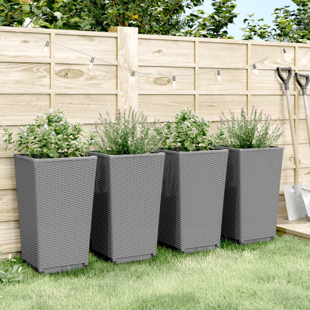 Vidaxx jardinières 4 pcs 32,5x32,5x57 cm polypropylène gris clair