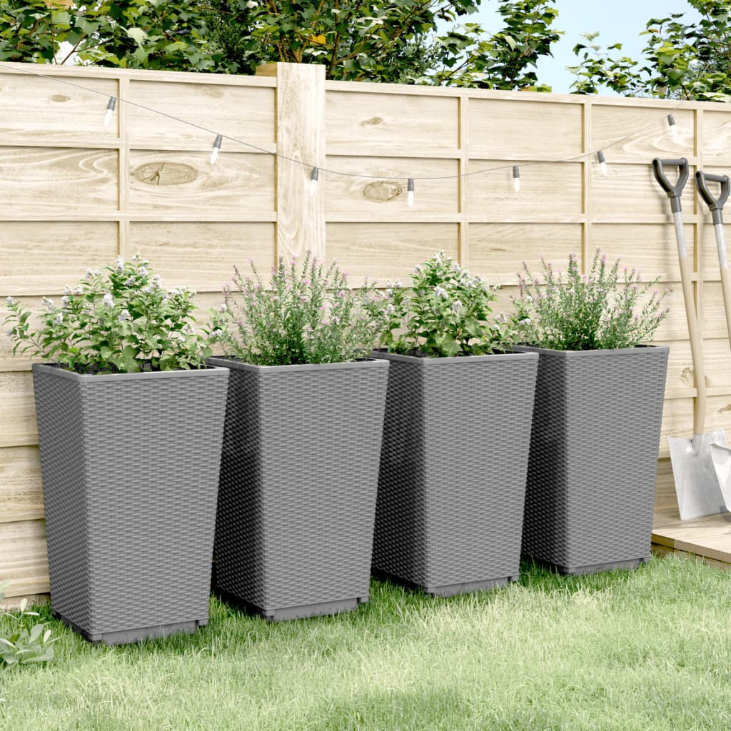 Vidaxl Planters 4 ST 32.5x32.5x57 cm Gris clair en polypropène