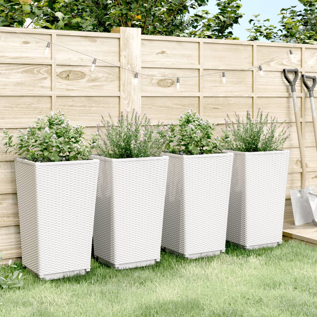 Vidaxl Planters 4 ST 32.5x32.5x57 cm en polypropène blanc