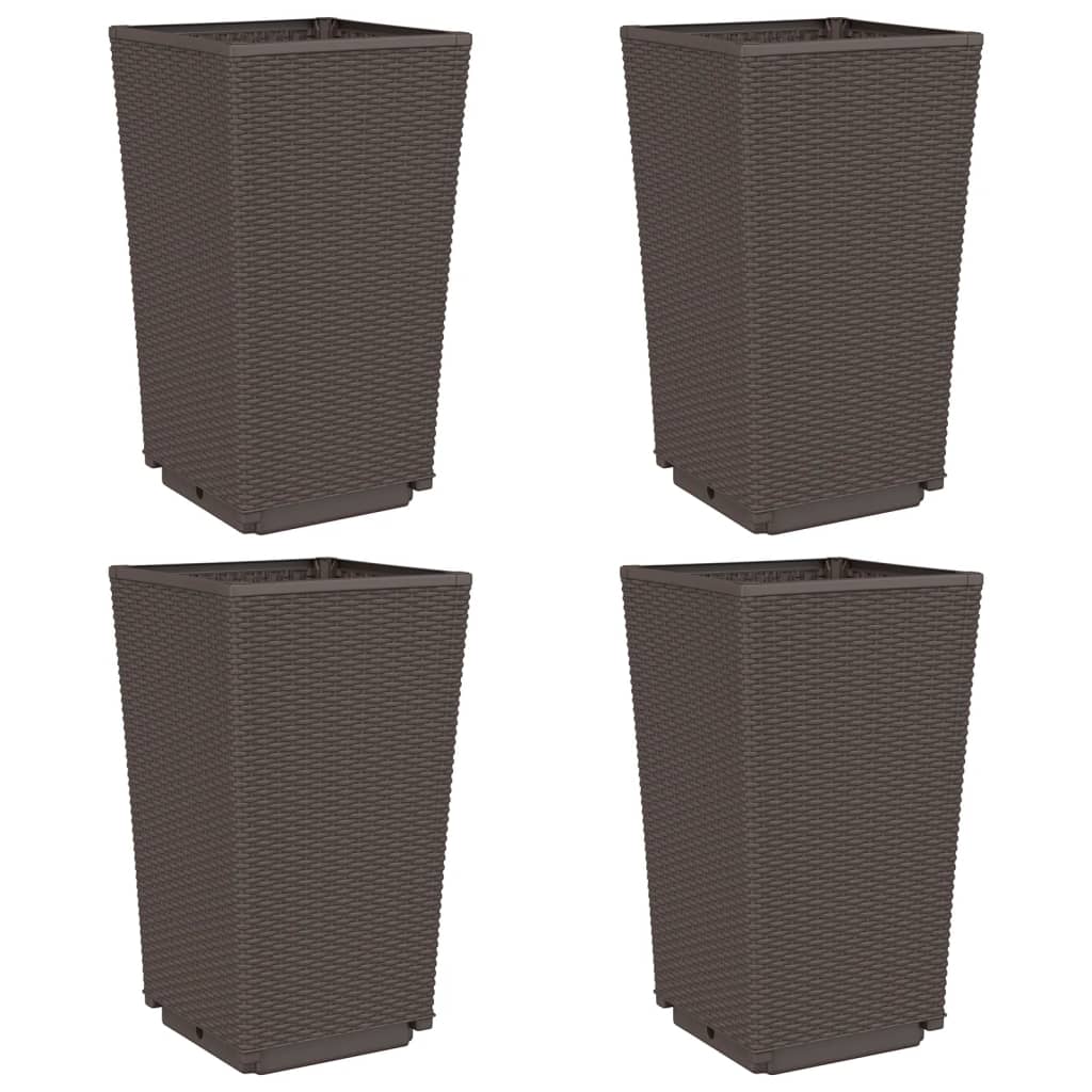 Vidaxl Planters 4 St 32.5x32.5x57 cm polypropenbrun