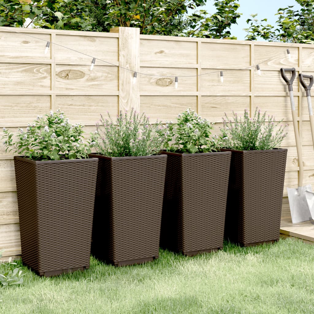 Vidaxl Planters 4 St 32.5x32.5x57 cm polypropenbrun