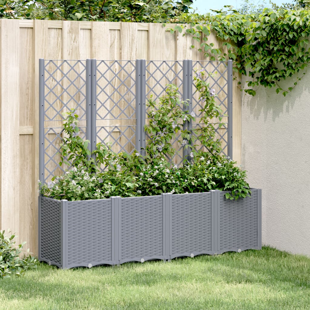 Vidaxl Plantter mat Slat Aarbecht 160x40x140 cm Polyprope Grey