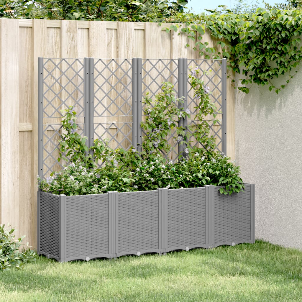 Vidaxx jardinière avec treillis 160x40x140 cm polypropylène gris clair
