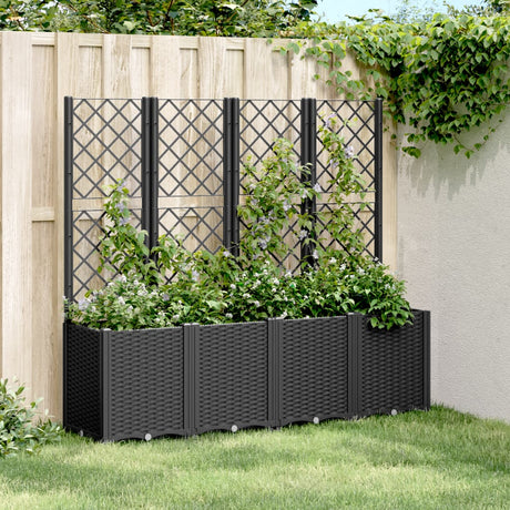 Vidaxx jardinière avec treillis 160x40x140 cm polypropylène noir
