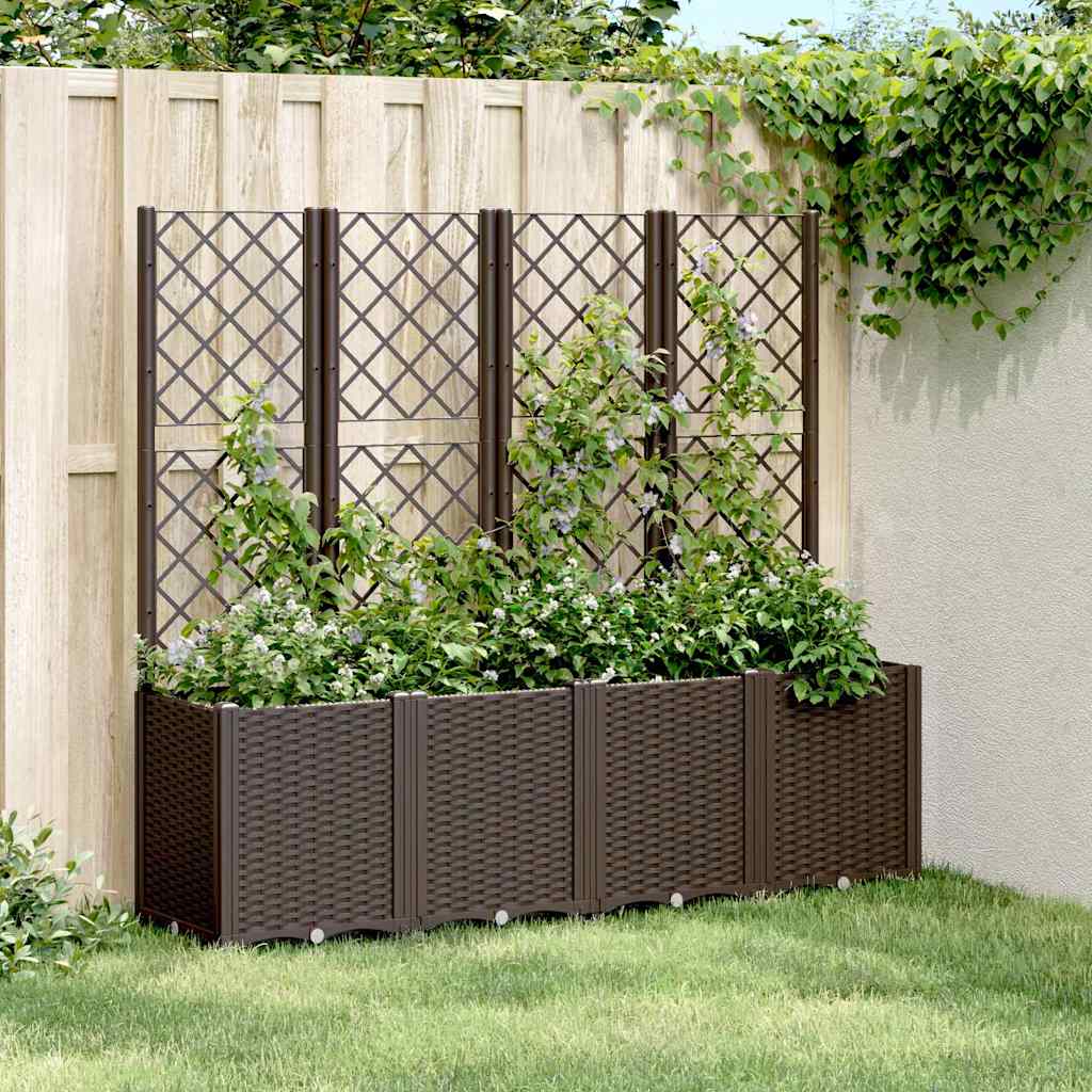 Vidaxx jardinière avec treillis 160x40x140 cm polypropylène marron