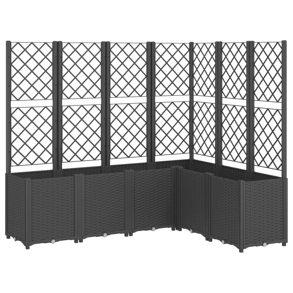 Vidaxl plantenbak met latwerk 160x120x140 cm polypropeen zwart