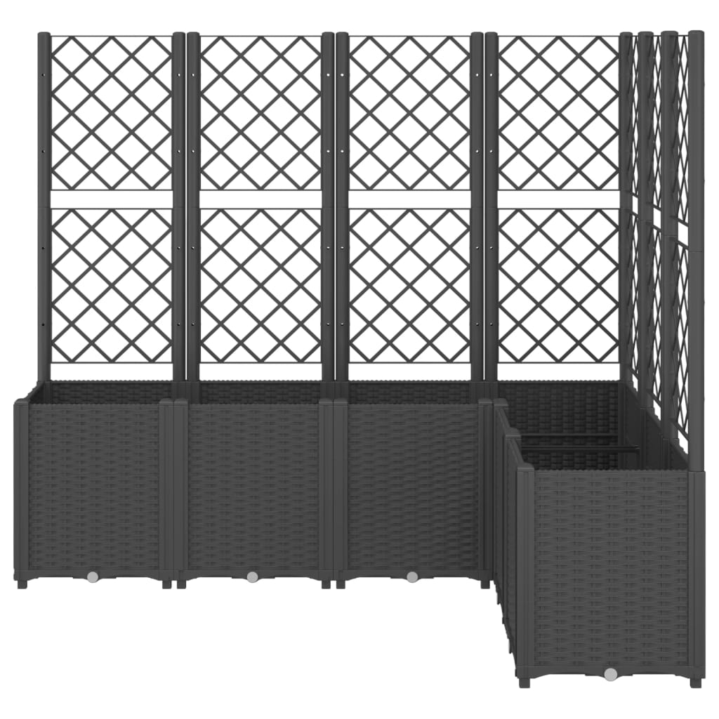 Jardinière Vidaxl avec latwerk 160x120x140 cm Black en polypropène