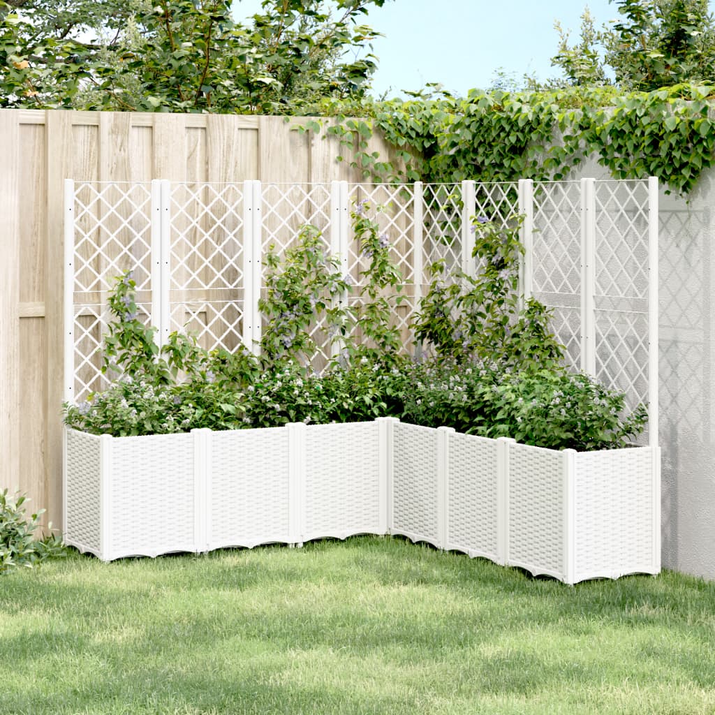 Plantera Vidaxl con Latwerk 160x160x140 cm Polypropene White