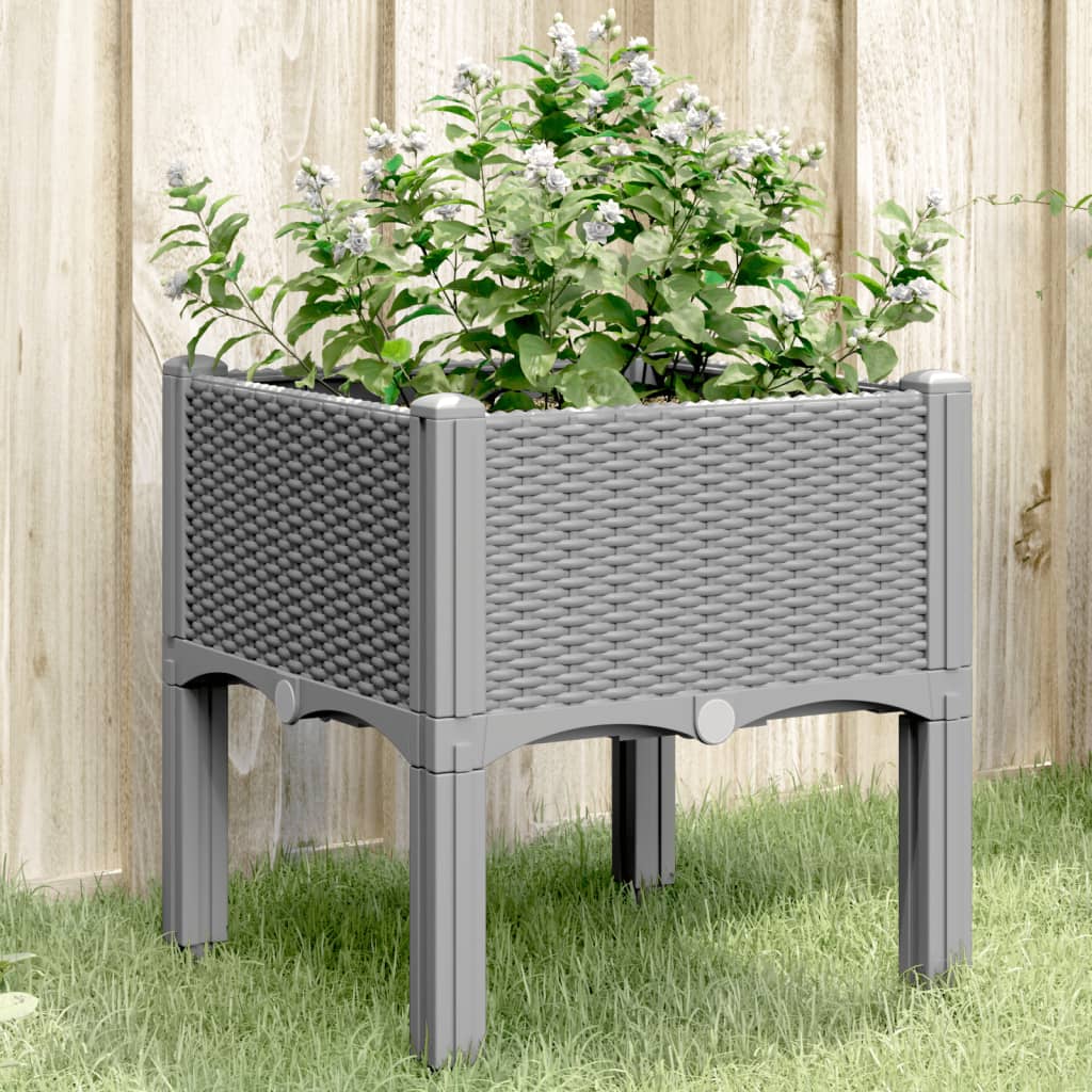 VidaXL Planter with legs 40x40x42 cm Polypropene light gray