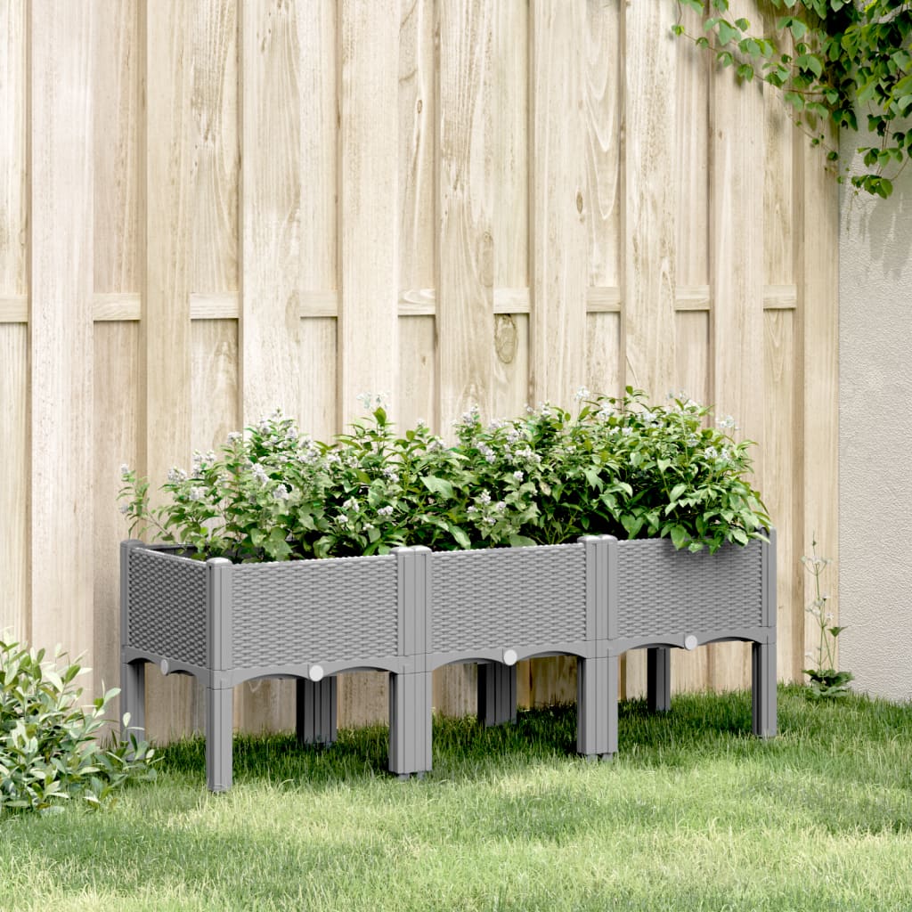 VidaXL Planter with legs 120x40x42 cm Polypropene light gray