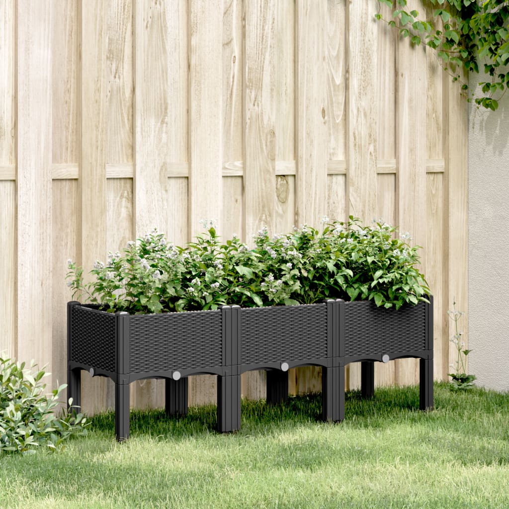 Vidaxx jardinière avec pieds 120x40x42 cm polypropylène noir