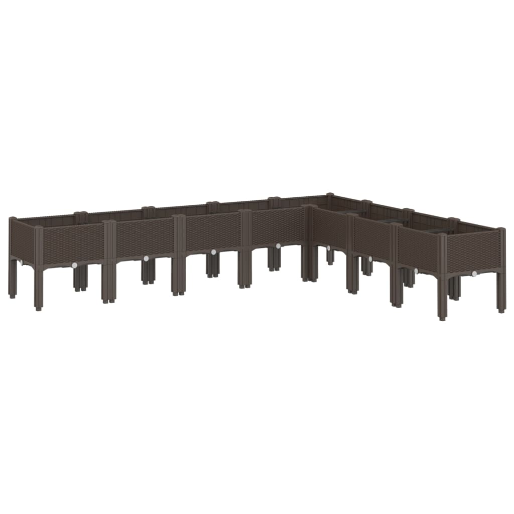 Jardinières Vidaxl avec des jambes 200x160x42 cm Brown en polypropène