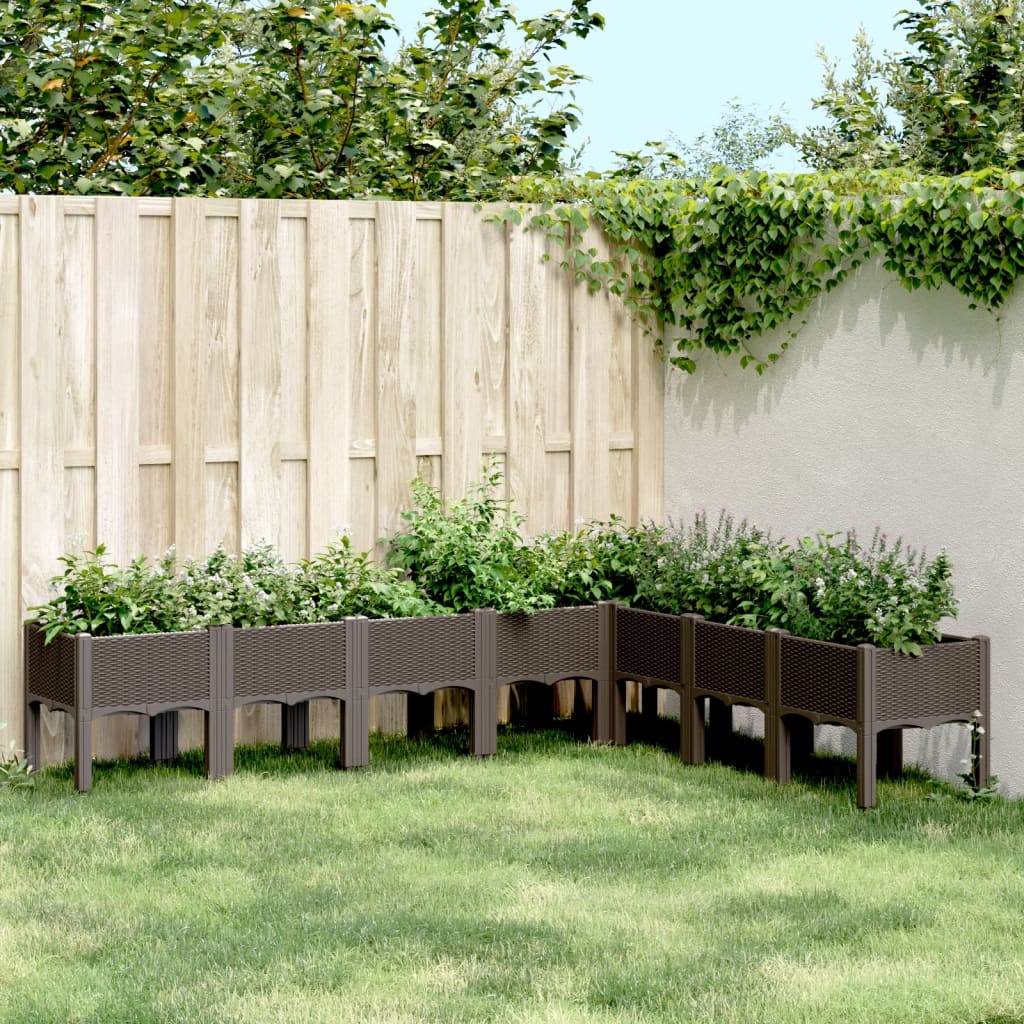 Vidaxl Planters med ben 200x160x42 cm polypropenbrun