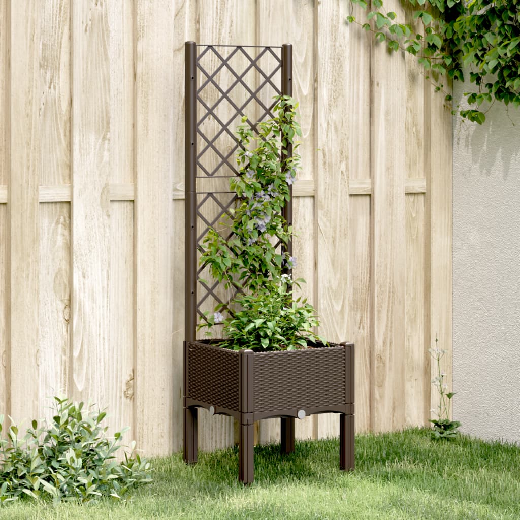 Vidaxx jardinière avec treillis 40x40x142 cm polypropylène marron