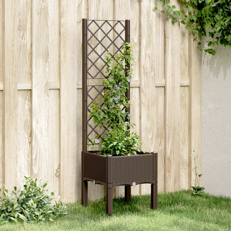 Vidaxx jardinière avec treillis 40x40x142 cm polypropylène marron