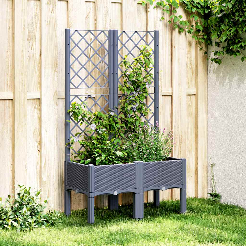 Vidaxx jardinière avec treillis 80x40x142 cm polypropylène gris