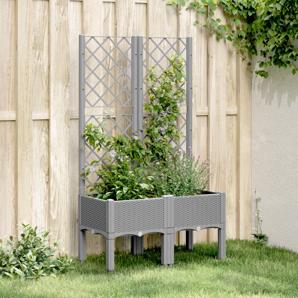Vidaxx jardinière avec treillis 80x40x142 cm polypropylène gris clair