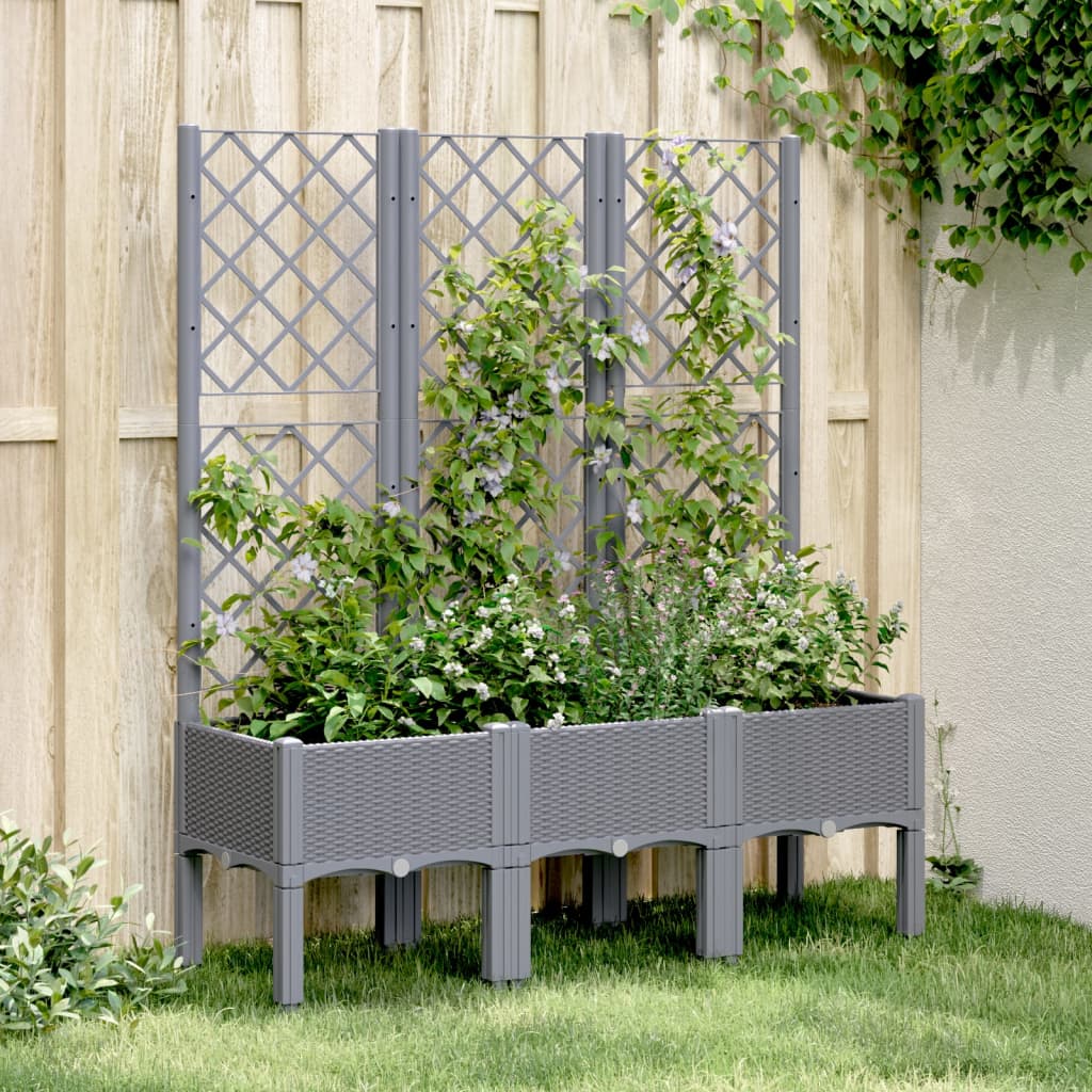 VidaXL Planter with slat work 120x40x142 cm Polypropene gray