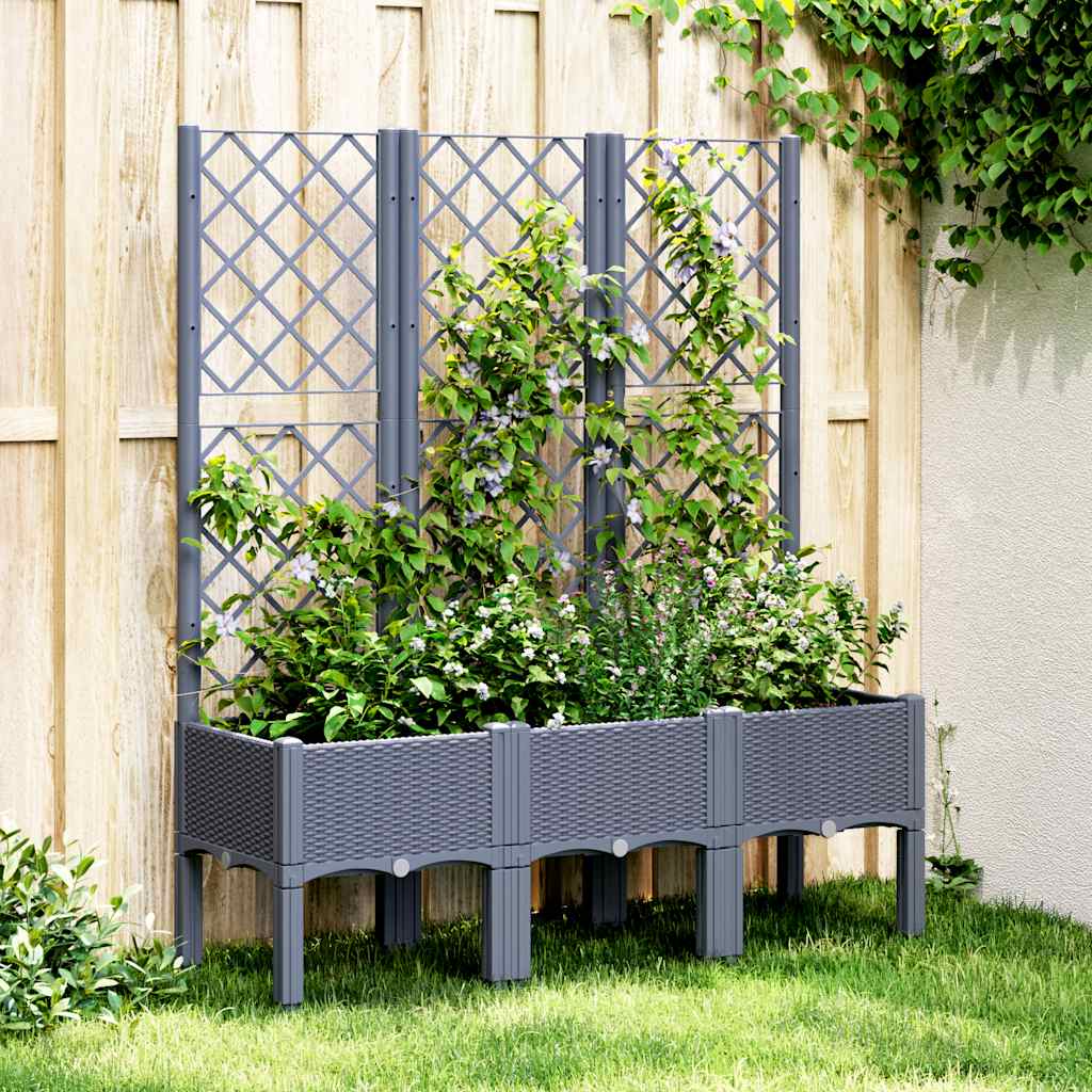 Vidaxx jardinière avec treillis 120x40x142 cm polypropylène gris
