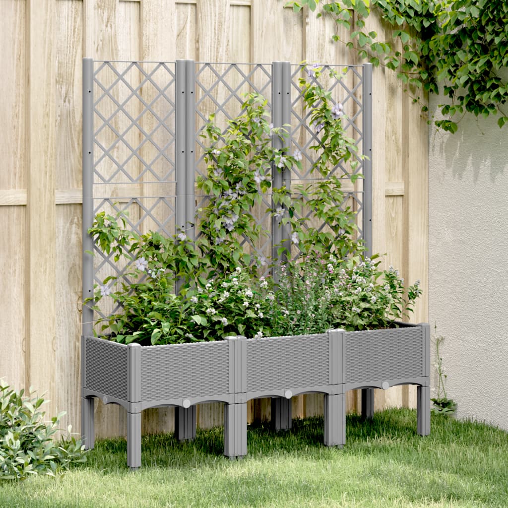 Vidaxx jardinière avec treillis 120x40x142 cm polypropylène gris clair