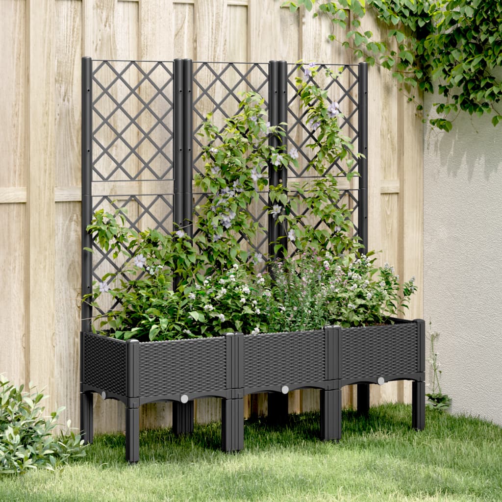 Vidaxl Plannet con slat work 120x40x142 cm polipropene nero