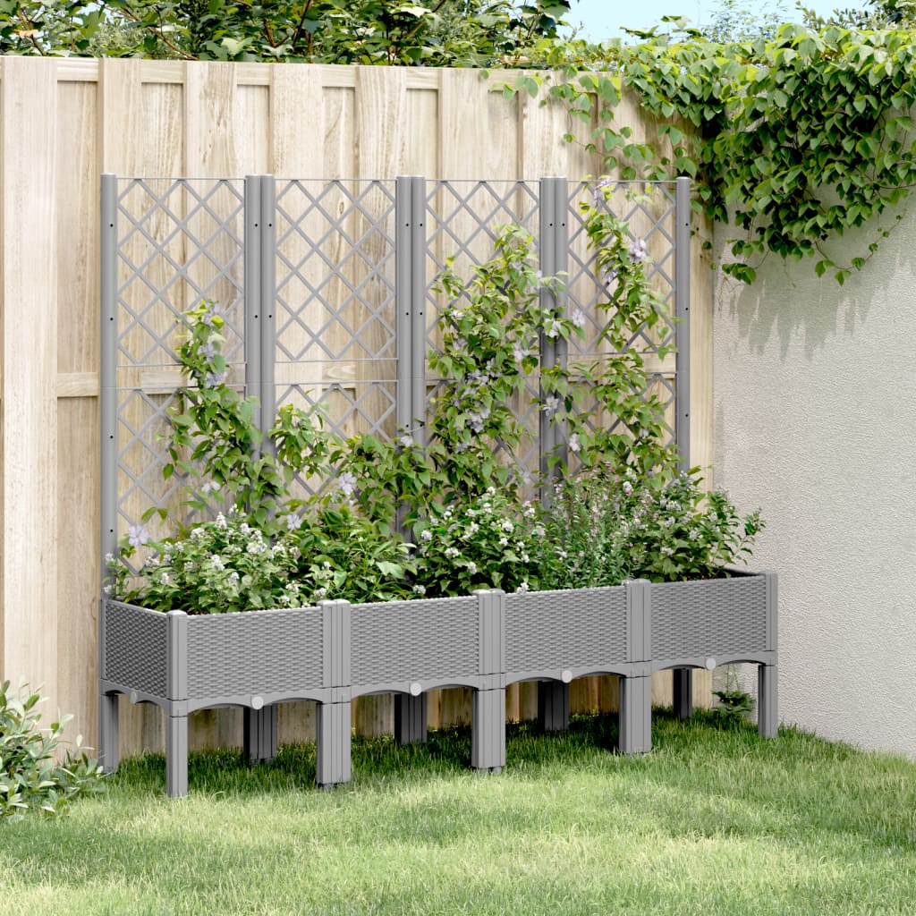 Vidaxx jardinière avec treillis 160x40x142 cm polypropylène gris clair