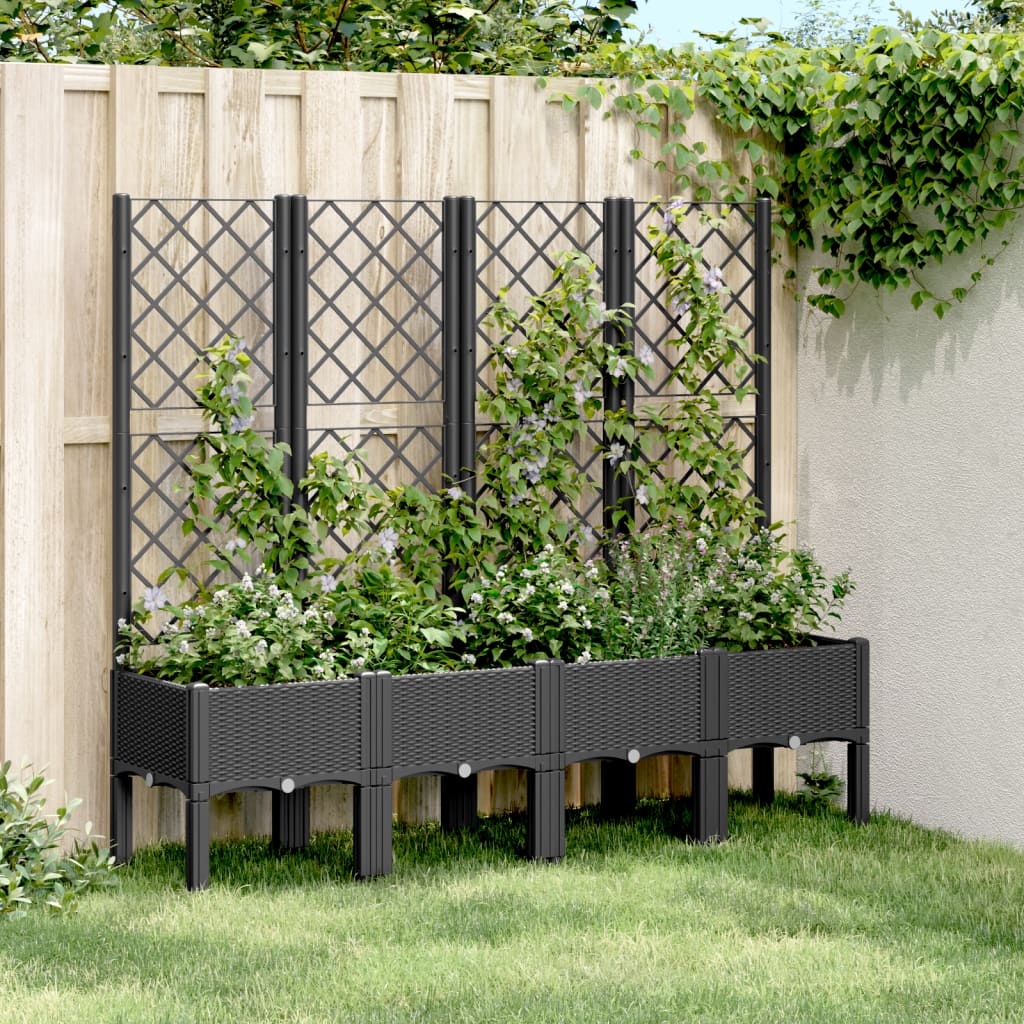 Vidaxl Plannet con latwerk 160x40x142 cm polipropene nero