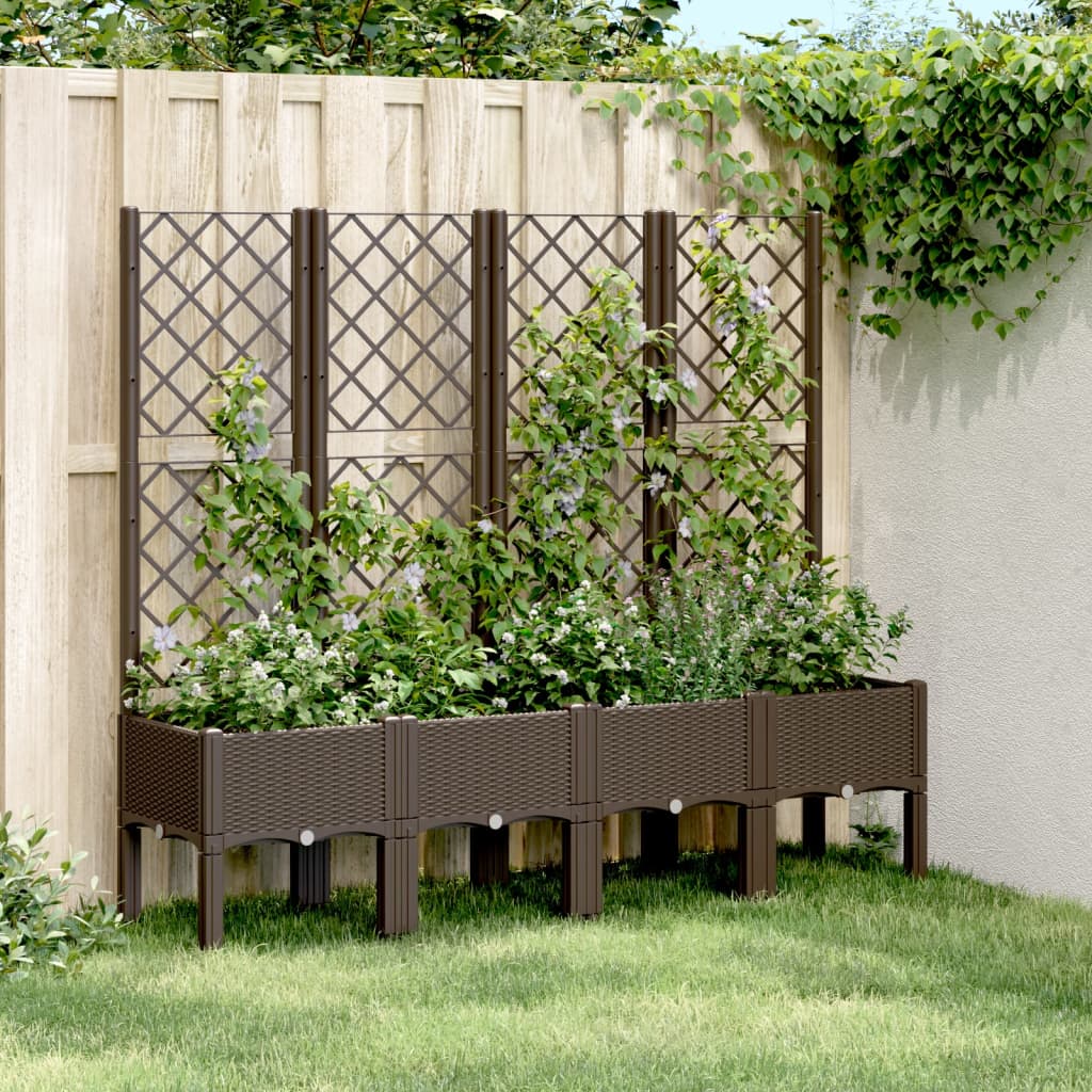 Vidaxx jardinière avec treillis 160x40x142 cm polypropylène marron