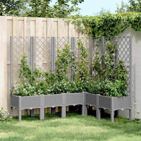 Vidaxx jardinière avec treillis 160x120x142 cm polypropylène gris clair