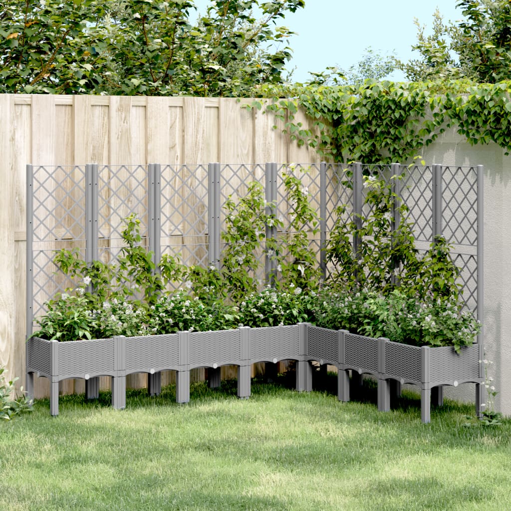 Vidaxx jardinière avec treillis 200x160x142 cm polypropylène gris clair