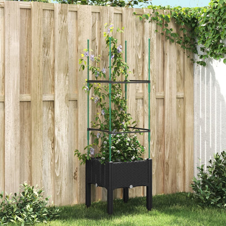 Vidaxx jardinière avec treillis 40x40x142,5 cm polypropylène noir