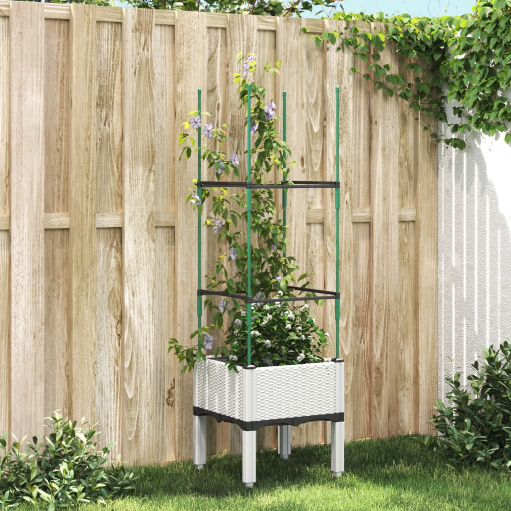 Vidaxx jardinière avec treillis 40x40x142,5 cm polypropylène blanc