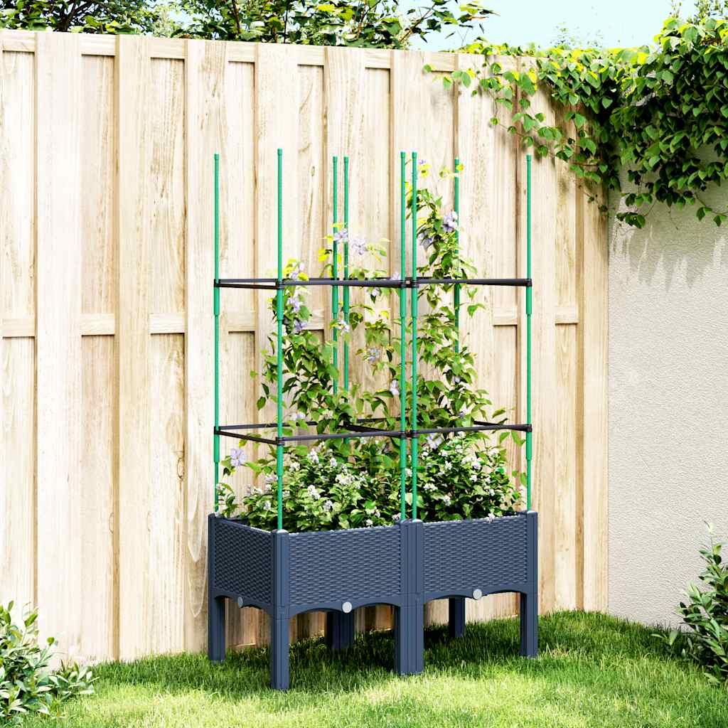 Vidaxx jardinière avec treillis 80x40x142,5 cm polypropylène gris