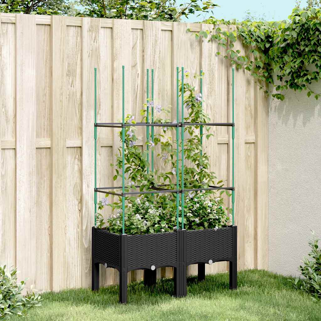 Vidaxx jardinière avec treillis 80x40x142,5 cm polypropylène noir
