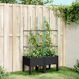 Plantador Vidaxl con latwerk 80x40x142.5 cm de polipropeno negro