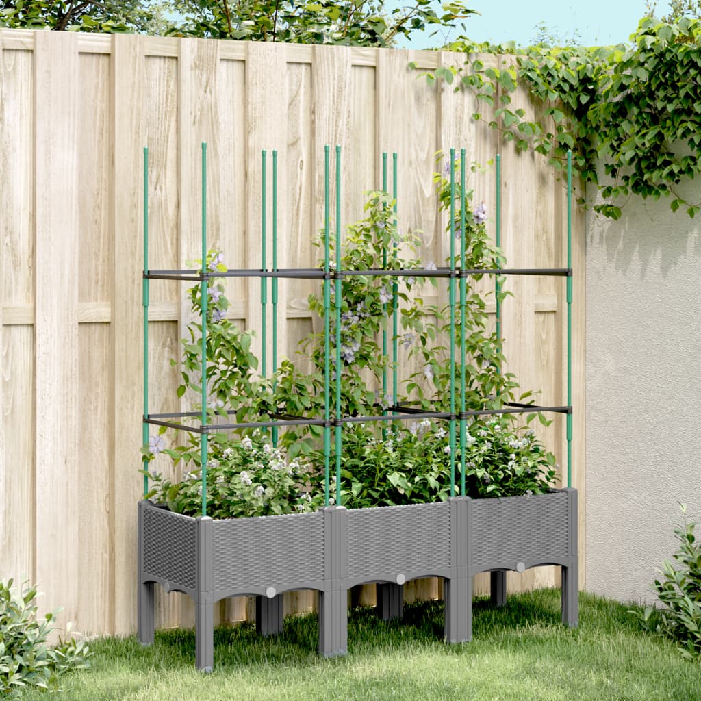 Vidaxl Planter med Latwerk 120x40x142,5 cm polypropen lys grå