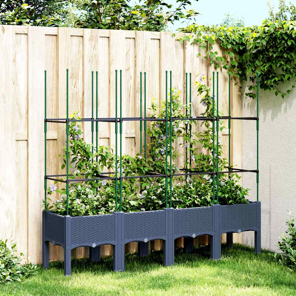 Vidaxx jardinière avec treillis 160x40x142,5 cm polypropylène gris