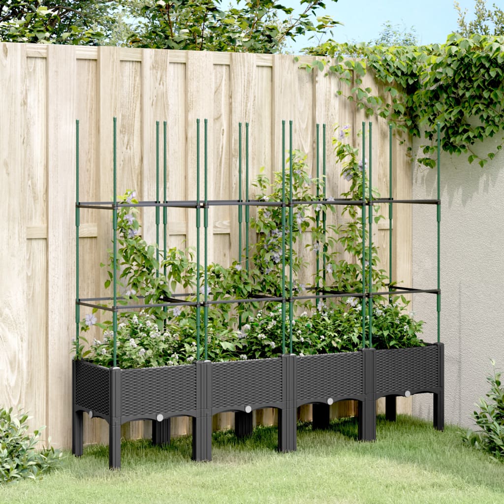 VidaXL Plannet with Latwerk 160x40x142.5 cm Polypropene black