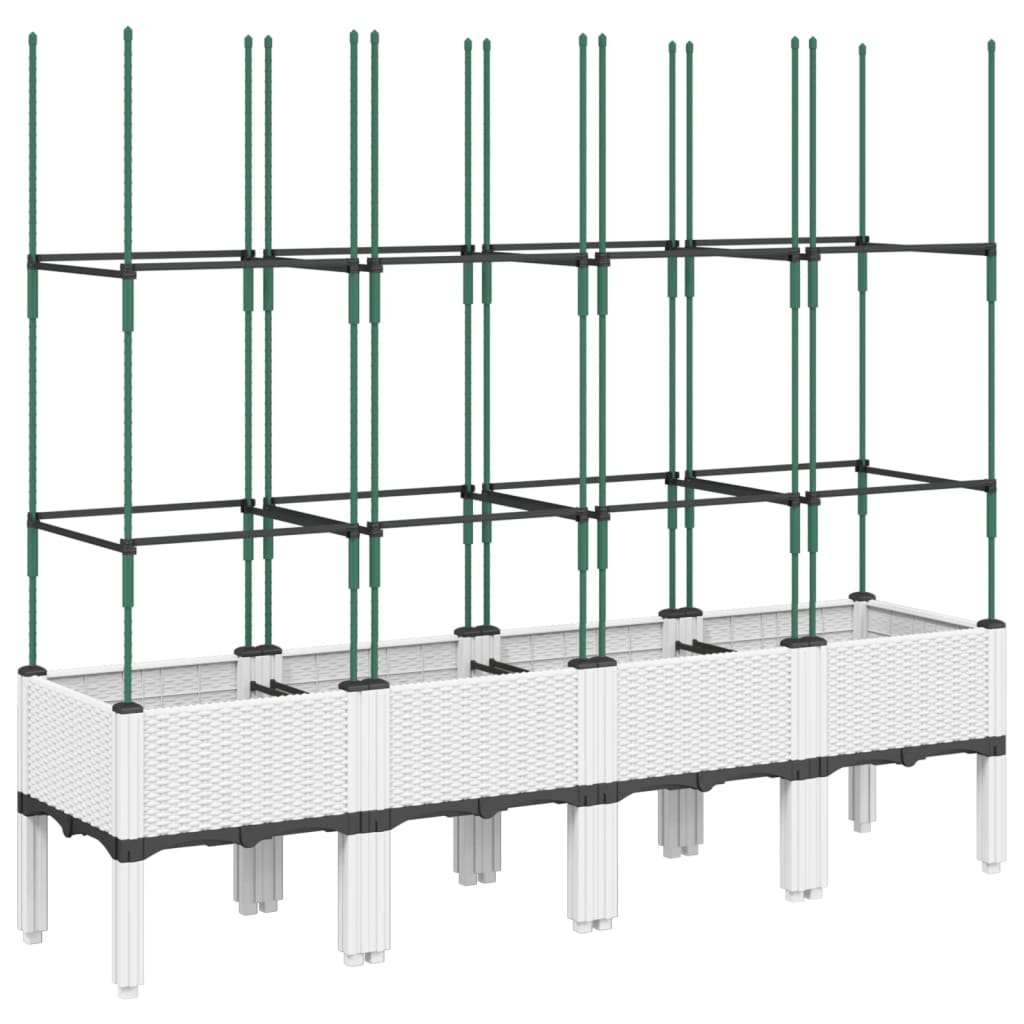 VIDAXL -Pflanzer mit Latwerk 160 x 40 x 142,5 cm Polypropen weiß