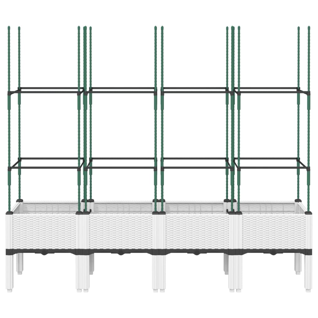 Vidaxl sadilnik z latwerkom 160x40x142,5 cm polipropensko belo